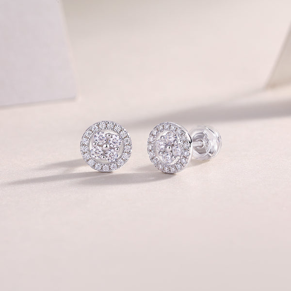 Elara Moissanite Halo Earrings