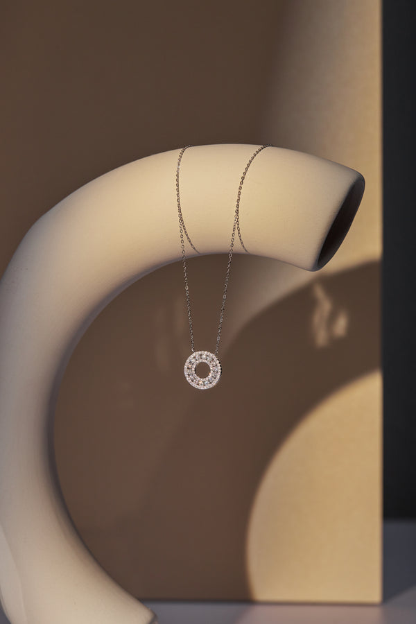 Rhea Moissanite Circle of Light Necklace